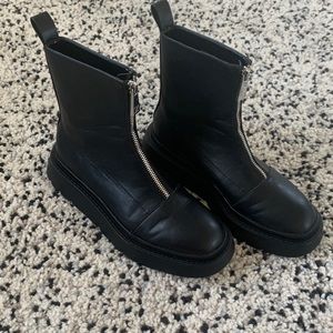Zara Zip Front Low Platform Boots